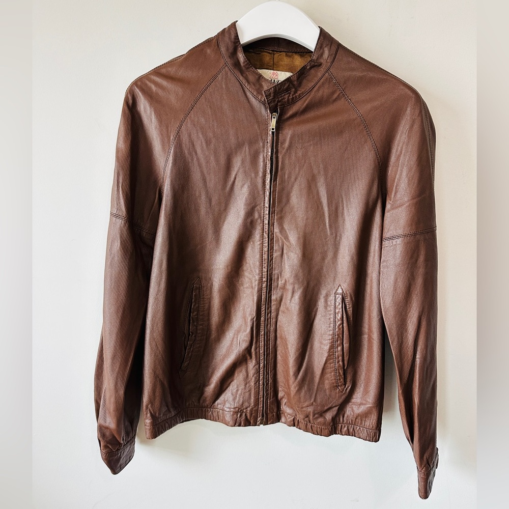 Vintage Genuine Leather Members Only Style Bomber Jacket Size 38